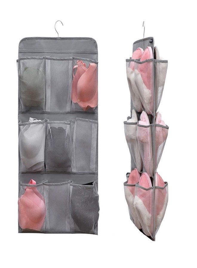 TEMUORG 2 Pcs Closet Organizer Dual Sided Hanging Shoe Storage Bag Underwear Socks Holder with 18 Pockets (MESH POCKETS) - Image 1