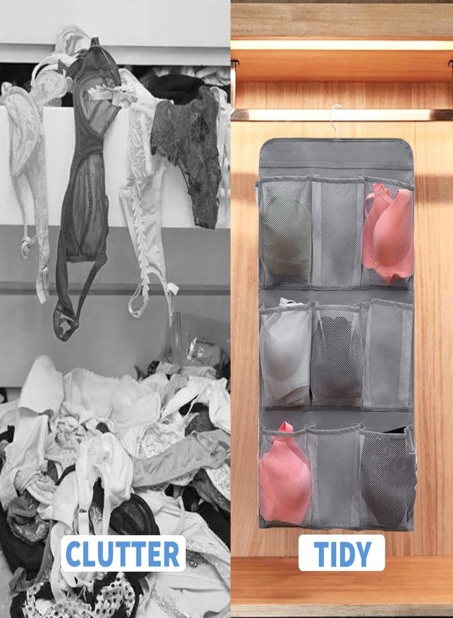 TEMUORG 2 Pcs Closet Organizer Dual Sided Hanging Shoe Storage Bag Underwear Socks Holder with 18 Pockets (MESH POCKETS) - Image 5