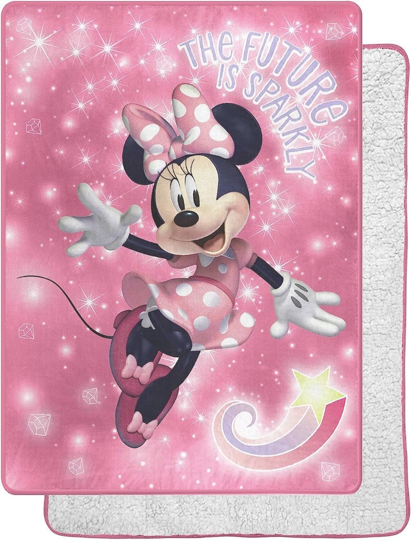 Northwest Minnie Mouse Silk Touch Sherpa Throw Blanket 60 x 80 Minnie Sparkles