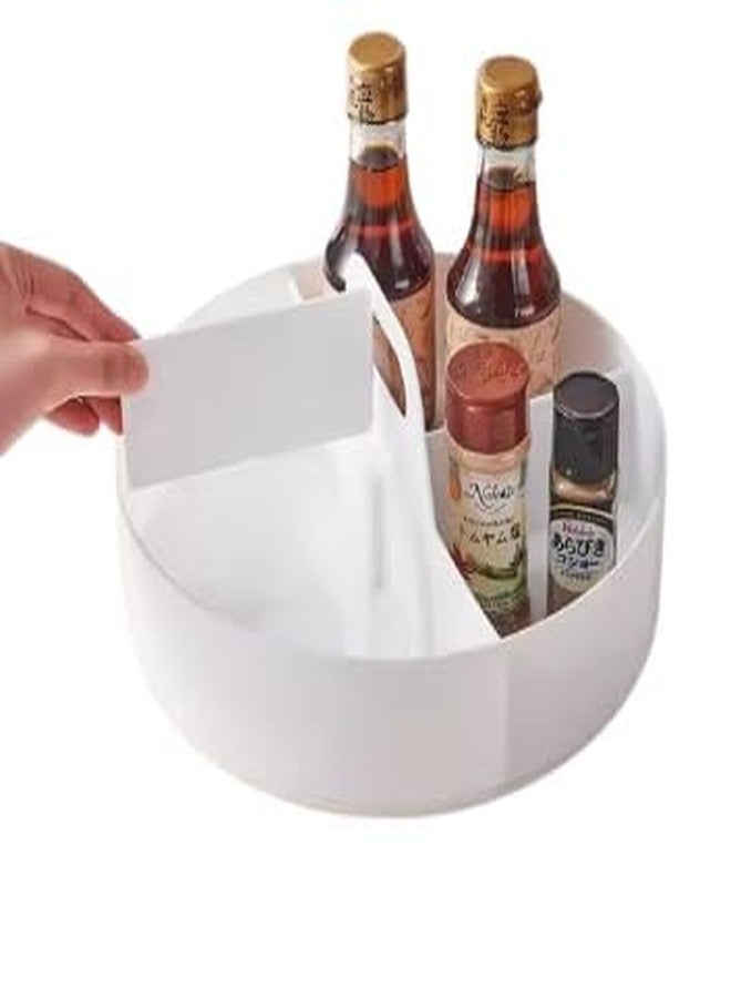 GLOWICK 360° Rotating Kitchen & Bathroom Storage Rack – Spice, Makeup & Household Organizer with Handle and Adjustable Dividers (1Pcs) - Image 3