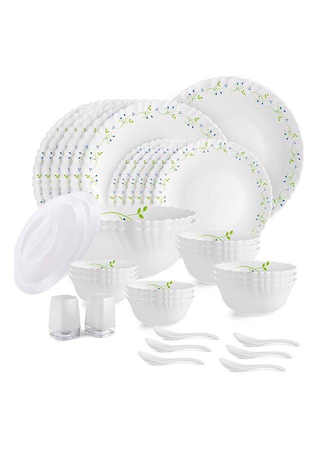 Cello طقم عشاء سيللو أوبال وير سلسلة دازل لاجون الاستوائية، 37 وحدة | طقم عشاء من زجاج الأوبال لـ 6 | طقم أدوات تناول الطعام الخفيفة الوزن للاستخدام اليومي | طقم أطباق ووعاء أبيض - Image 2