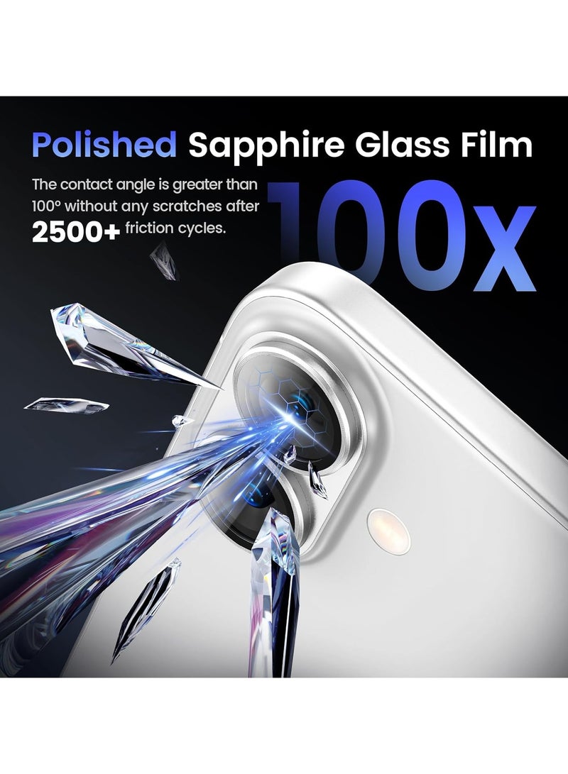 أكاليكس واقي عدسة الكاميرا لهاتف iPhone 16 Plus/iPhone 16، مقاوم للكسر، حلقة من سبائك الألومنيوم فائقة الرقة، غشاء واقي لعدسة الكاميرا، (أبيض) - Image 3