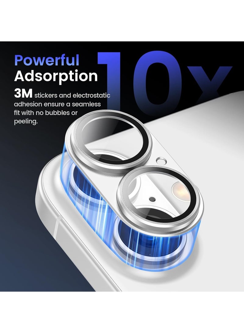 أكاليكس واقي عدسة الكاميرا لهاتف iPhone 16 Plus/iPhone 16، مقاوم للكسر، حلقة من سبائك الألومنيوم فائقة الرقة، غشاء واقي لعدسة الكاميرا، (أبيض) - Image 4