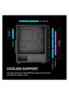 GAMDIAS AURA GC1 Elite High Airflow Tempered Glass Mid-Tower ATX Case - Four Included 120 mm RGB Fans - Spacious Interior - Fits 6X 120mm Fans - Tool-Free Installation Side Window - PSU Shroud - Black - pzsku/ZC15E6DD12828EA137996Z/45/_/1737355448/b6bd0fd8-e9ef-4119-ad08-604c86844ea2