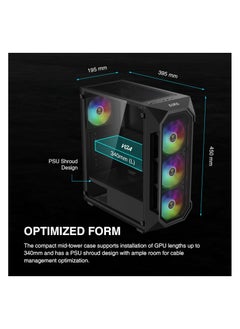 GAMDIAS AURA GC1 Elite High Airflow Tempered Glass Mid-Tower ATX Case - Four Included 120 mm RGB Fans - Spacious Interior - Fits 6X 120mm Fans - Tool-Free Installation Side Window - PSU Shroud - Black - pzsku/ZC15E6DD12828EA137996Z/45/_/1737355458/f0af2746-baa6-49d0-9e70-0a0602096000