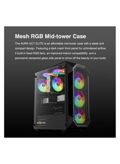 GAMDIAS AURA GC1 Elite High Airflow Tempered Glass Mid-Tower ATX Case - Four Included 120 mm RGB Fans - Spacious Interior - Fits 6X 120mm Fans - Tool-Free Installation Side Window - PSU Shroud - Black - pzsku/ZC15E6DD12828EA137996Z/45/_/1737355478/9dc46055-30c5-41c6-8602-8d478127dee1