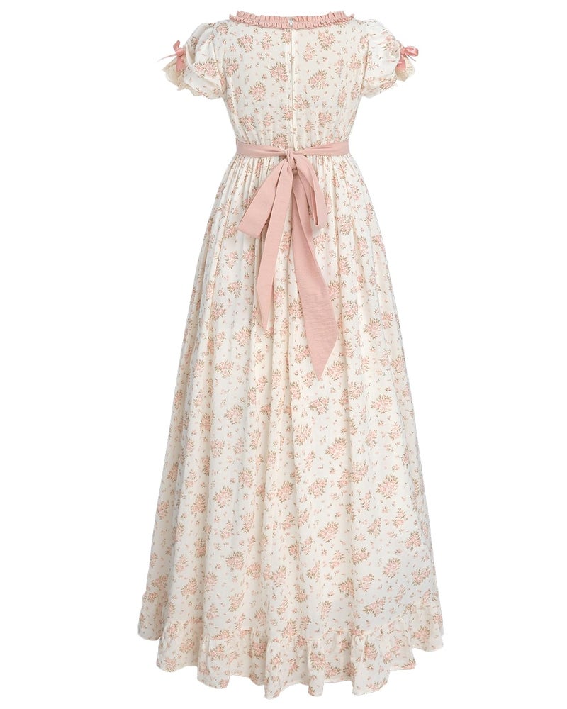 NSPSTT Regency Dresses for Women Floral Victorian Dress Cottagecore Renaissance Costumes, M - Image 2