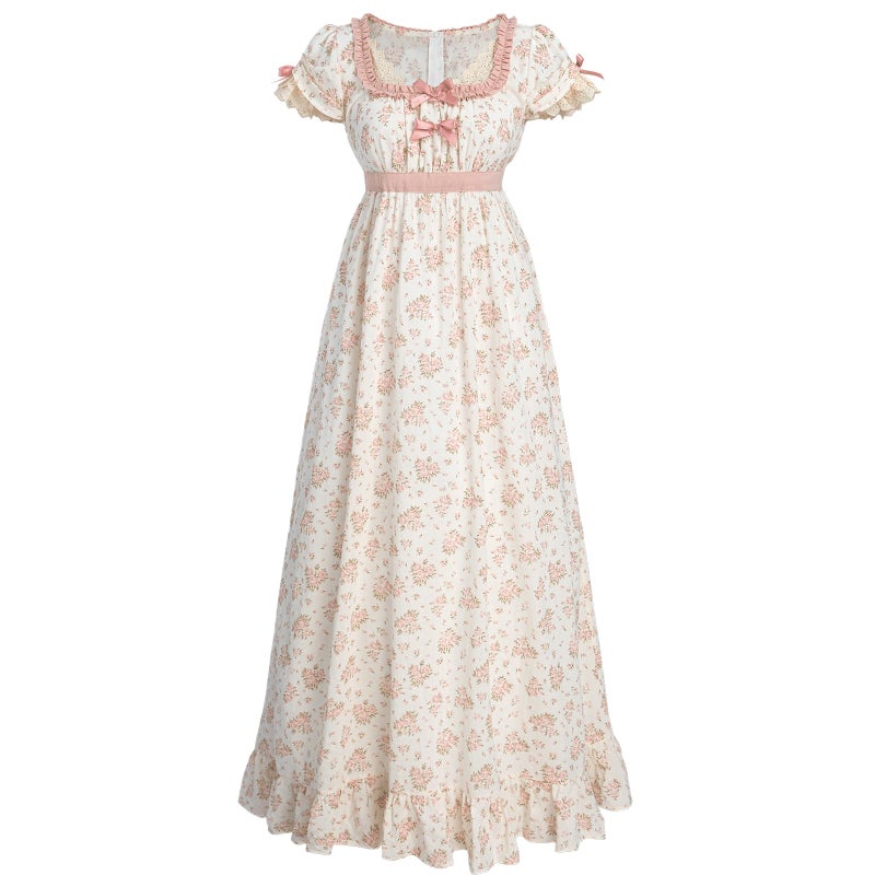 NSPSTT Regency Dresses for Women Floral Victorian Dress Cottagecore Renaissance Costumes, M - Image 1