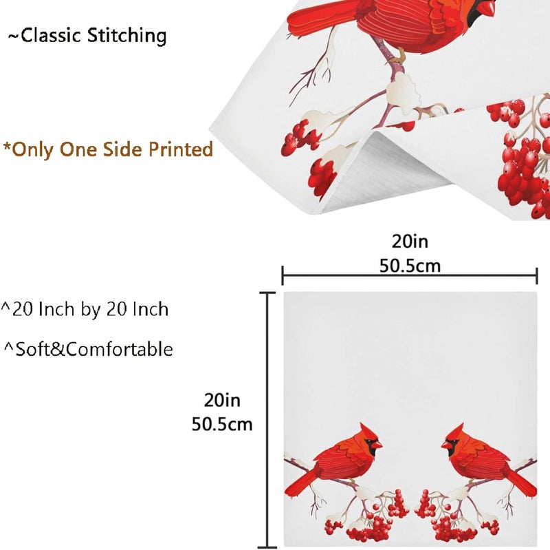 ZzWwR Red Cardinal Bird On Berry Branch Cloth Napkins Set of 6 20 x 20 Inch Soft  Comfortable Polyester Dinner Napkins for Home Family Restaurant Floral 10x10 Inch g266515678p381c416s789 - Image 3