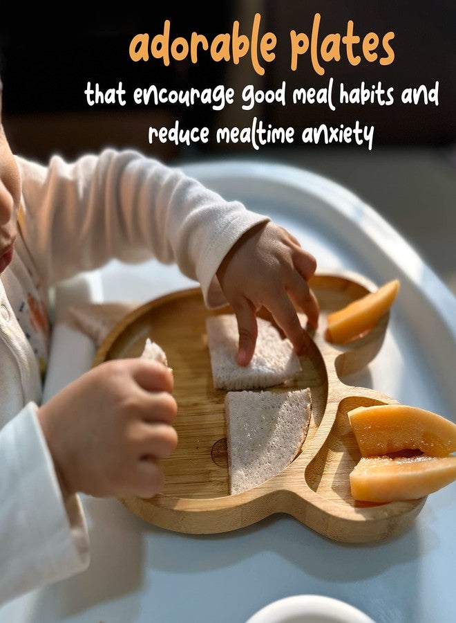 StarKiddo® ‘Teddy’ Bamboo Suction Plates for Baby and Toddler | Weaning Spoon & Fork | Non-Toxic | Super Strong Suction | Cool to The Touch | Ideal for Baby-Led Weaning (Green) - Image 4