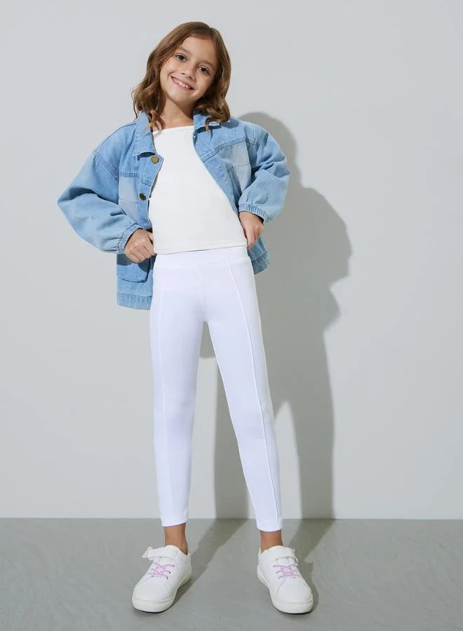 ستايلي Girls Off White Full Length Leggings