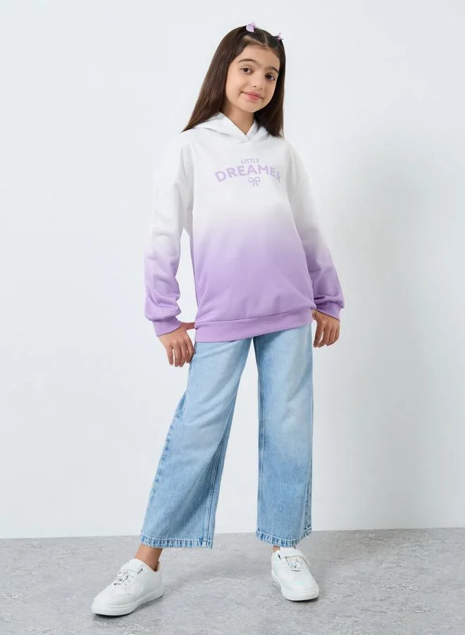 Styli Styli Teens Lilac Tie-Dye Look Printed Hoodie