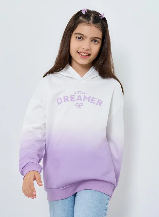 Styli Styli Teens Lilac Tie-Dye Look Printed Hoodie