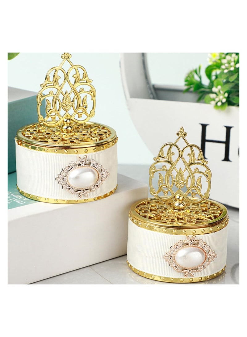 Excefore Round Candy Boxes, 12Pcs Gold Party Favor Boxes Fancy Candy Storage Boxes Decorative Treat Box European Style Favor Container for Wedding Baby Shower Birthday Party - Image 5