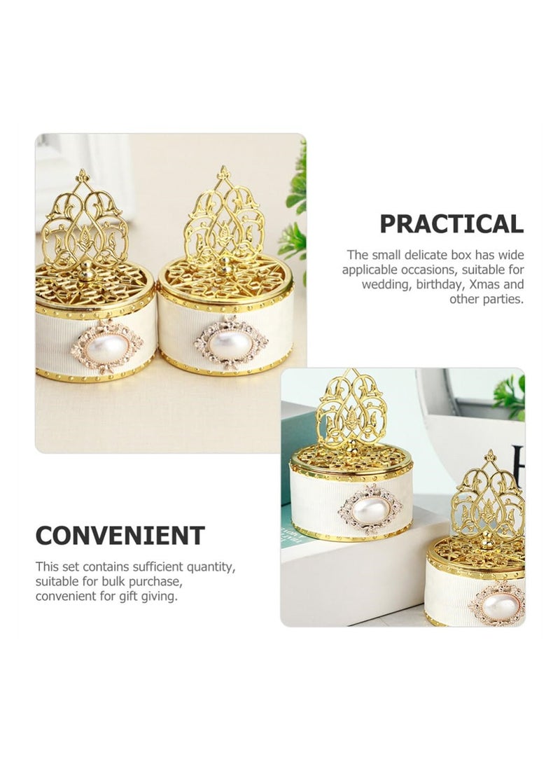 Excefore Round Candy Boxes, 12Pcs Gold Party Favor Boxes Fancy Candy Storage Boxes Decorative Treat Box European Style Favor Container for Wedding Baby Shower Birthday Party - Image 3