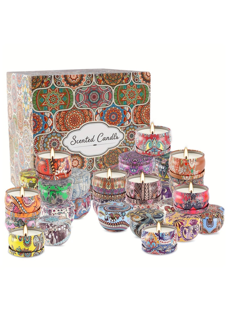 ارواق مجموعة من 36 شمعة معطرة مزينة بالكريستال البيضاوي، 2.5 أونصة، بارافين للاستخدام العالمي - Image 1