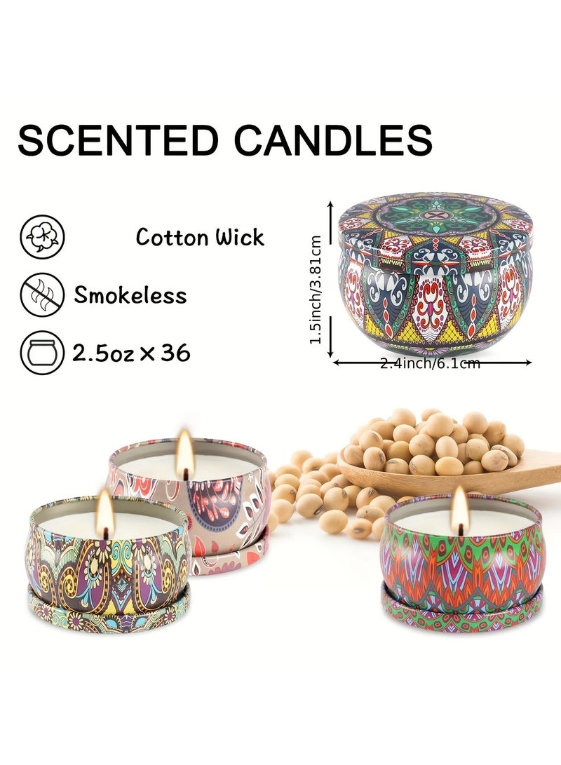 ارواق مجموعة من 36 شمعة معطرة مزينة بالكريستال البيضاوي، 2.5 أونصة، بارافين للاستخدام العالمي - Image 4