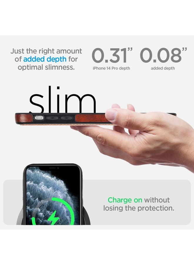 زبون جراب هاتف من الجلد بتصميم كلاسيكي مع حامل مغناطيسي غير مرئي لهاتف iPhone 11 Pro - Image 5