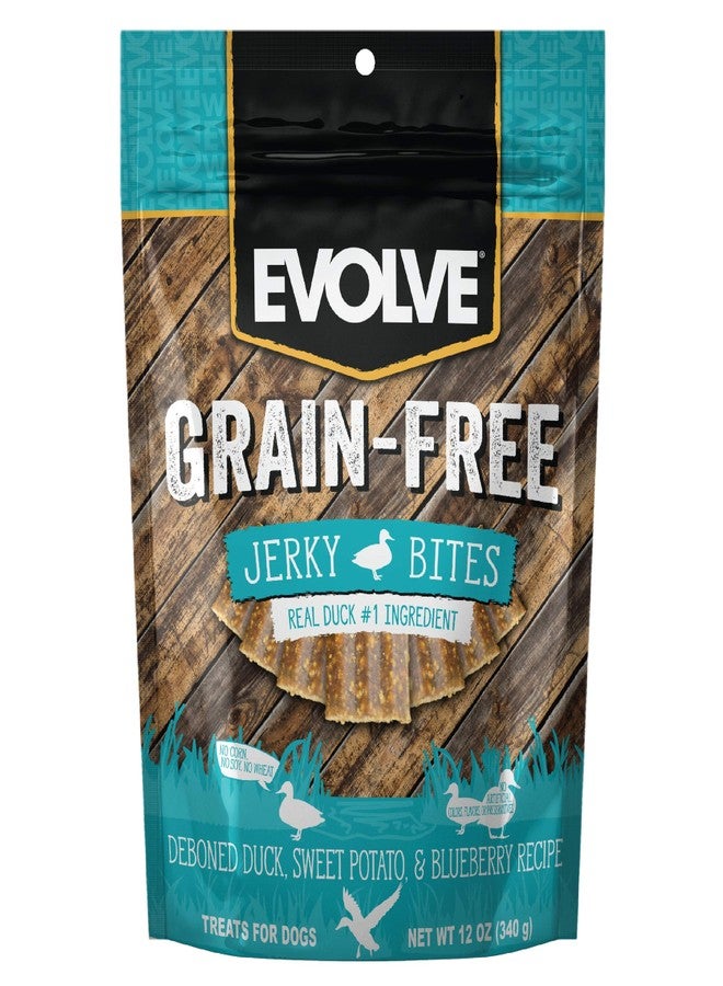 Evolve Grain Free Duck, Pea and Blueberry Jerky Bites Dog Treats - Image 1