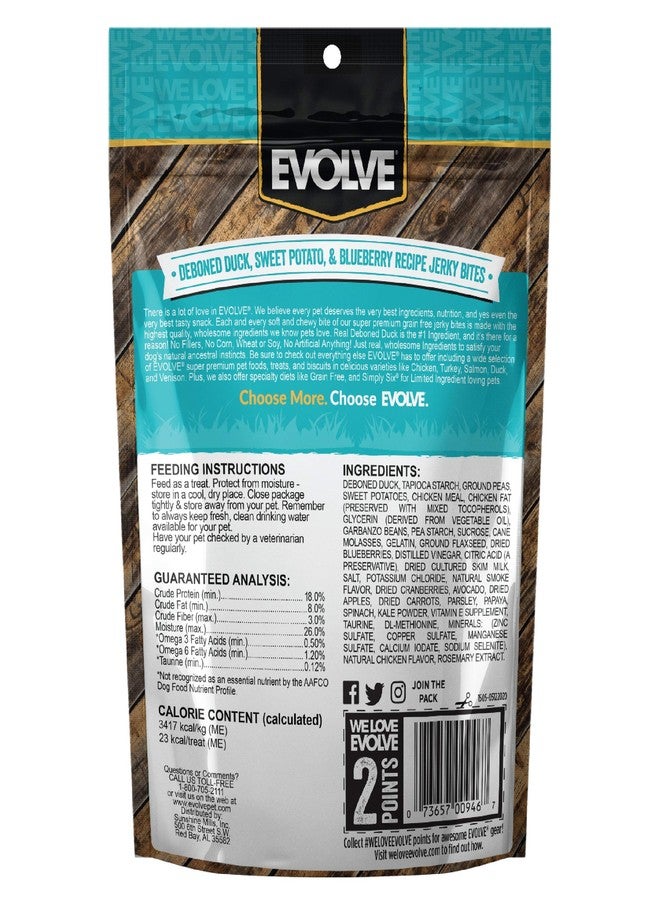 Evolve Grain Free Duck, Pea and Blueberry Jerky Bites Dog Treats - Image 2