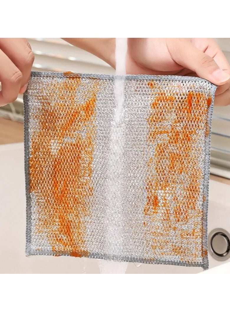 14-Piece Non-Scratch Steel Wire Dish Cloth Cleaning Set, Multi-purpose wet & dry steel wire dish cloth, easy to clean and reusable, ideal for kitchen, sink and basin. Includes 12 non-scratch steel wire dish cloths, 1 cleaning sponge and 1 pair of cleaning gloves. - Image 5