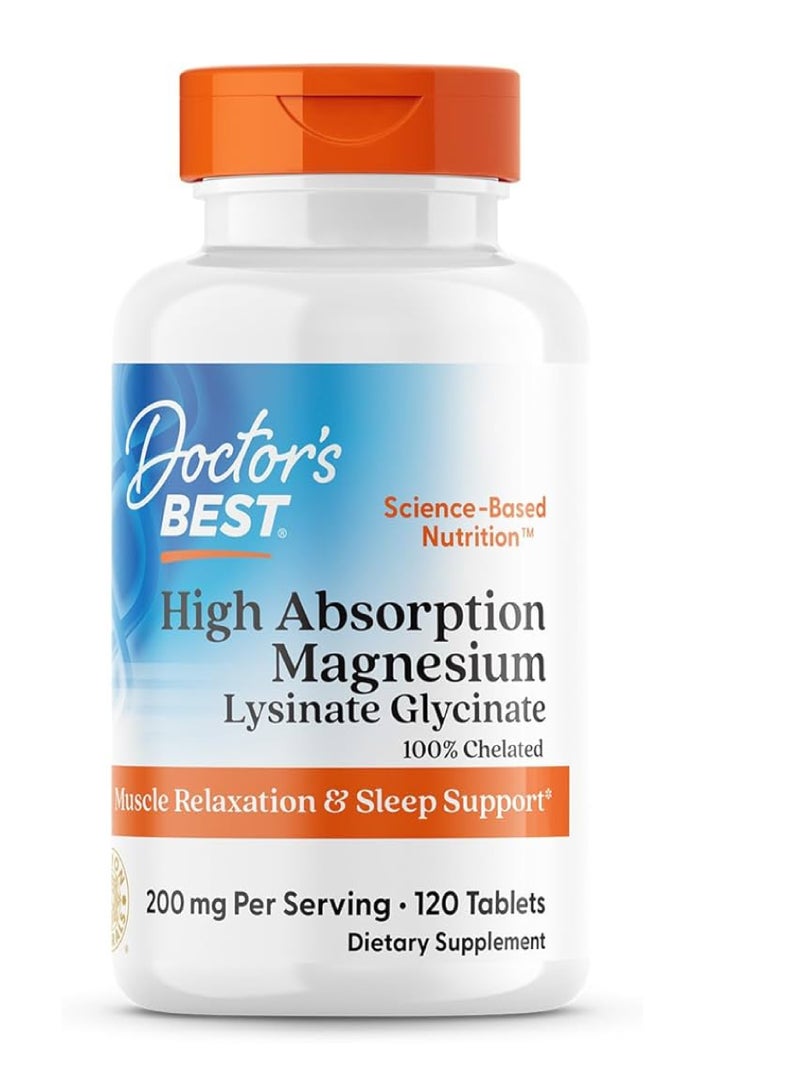 Doctor's Best DB HIGH-A MAGNESIUM LYCIN-GLYCIN-200MG TAB 120`S