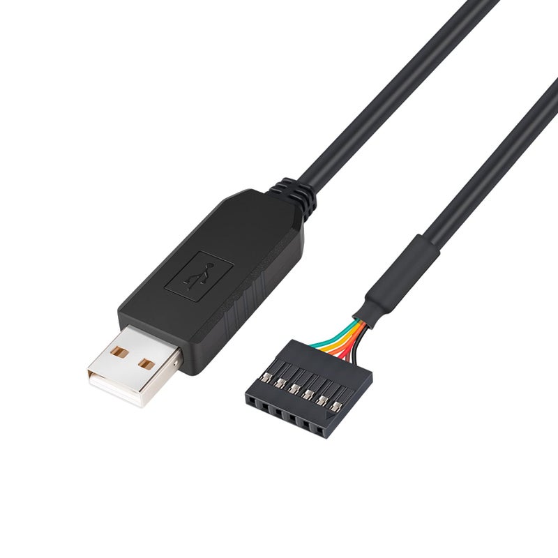 DTech USB to TTL Serial 5V Adapter Cable with FTDI FT232RL Chip 6 Pin 0.1 inch Pitch Female Socket Header UART IC Windows 11 10 8 7 Linux MAC OS (6ft, Black) - Image 1