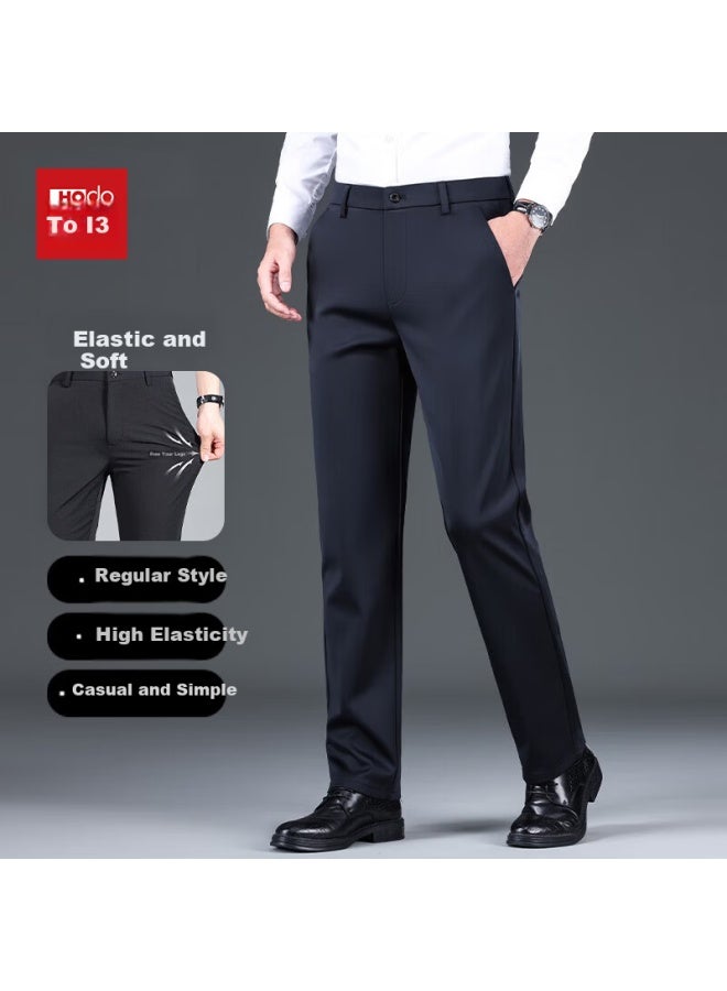 Hodo Men's Casual Pants Autumn Winter Fleece Lined Thickened Warm Mid-young Loose Elastic Comfortable Commuter Business Long Trousers - Image 2