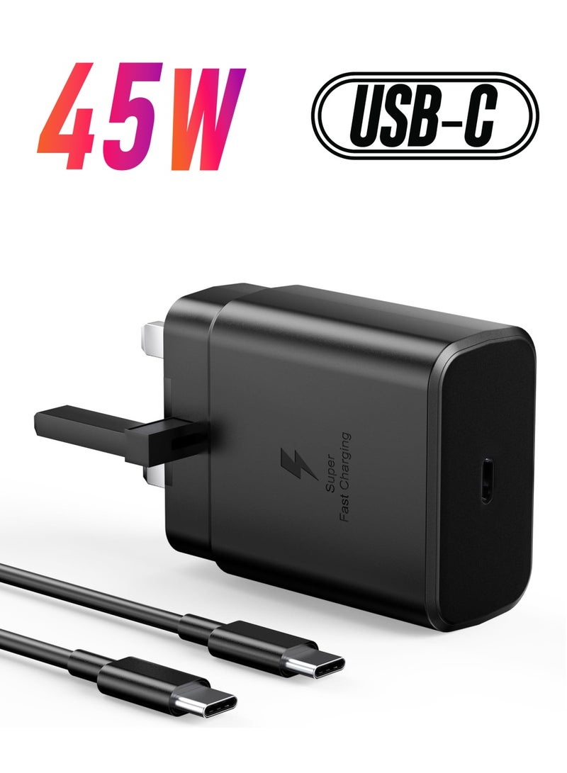 KASTWAVE 45W Super Fast Charger for Samsung Galaxy S23 Ultra, S23+, S23, S22 Ultra 5G, S22+, S22, S20, S20 FE, S21, S10, A53, A33, A13, A03, M13 USB-C Phone Wall Plug Charger for Samsung with 1.5M Cable - Image 1