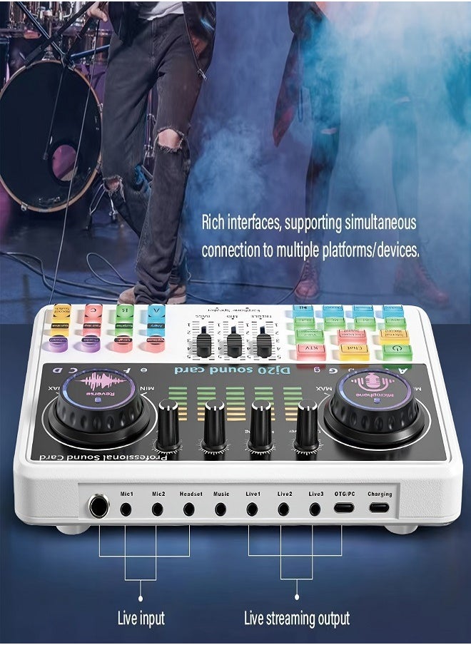 Sunbmebge Podcast Microphone Bundle with Live Sound Card Audio Mixer, Podcast Equipment Bundle with 3.5mm Condenser Microphone for Pc/Phone Live Streaming Singing Gaming, Sound Board with Voice Changer, Denoise  - Image 3