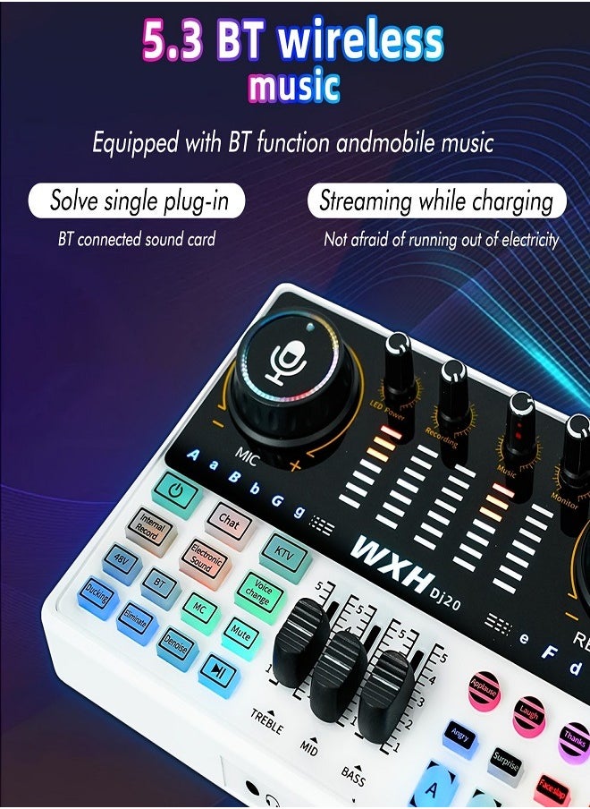 Sunbmebge Podcast Microphone Bundle with Live Sound Card Audio Mixer, Podcast Equipment Bundle with 3.5mm Condenser Microphone for Pc/Phone Live Streaming Singing Gaming, Sound Board with Voice Changer, Denoise  - Image 5