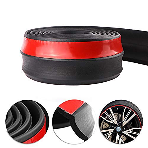 Lemonbest Universal 2.5M Car Front Bumper Lip Splitter Spoiler Rubber Skirt Protector Body Trim 8.2ft (Black Protector) - Image 2