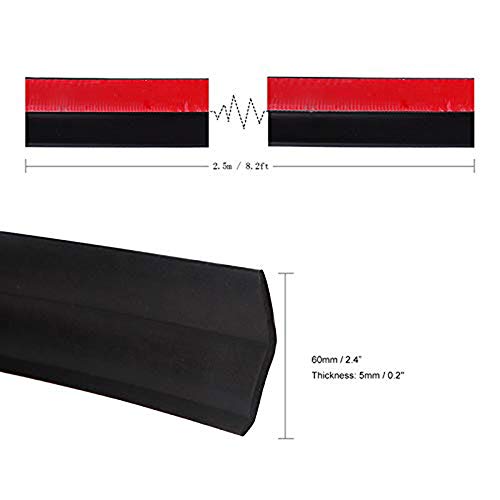 Lemonbest Universal 2.5M Car Front Bumper Lip Splitter Spoiler Rubber Skirt Protector Body Trim 8.2ft (Black Protector) - Image 4