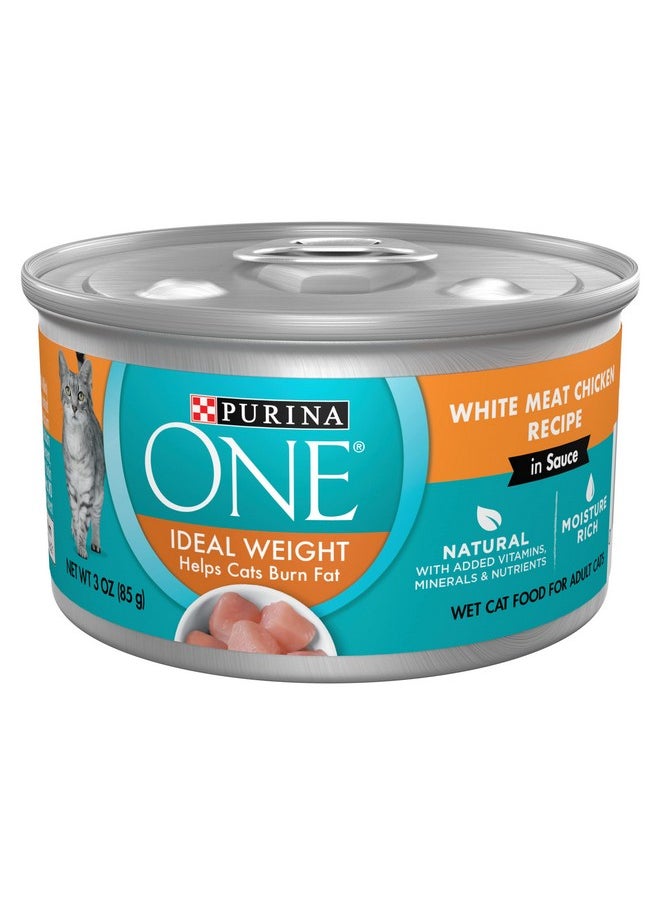 Purina ONE Purina ONE Natural Weight Control Wet Cat Food, Ideal Weight White Meat Chicken Recipe in Sauce - (Pack of 24) 3 oz. Pull-Top Cans  - Image 1