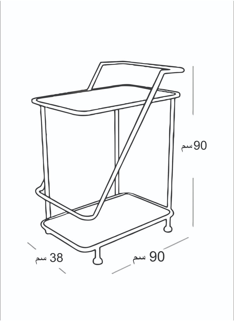 fan baytk - Black Cycle Serving Trolley with 3 Tiers, featuring a modern design and clear glass for perfect display. It can be easily used in kitchens, restaurants, hotels, chalets and homes, making it a distinctive and valuable addition to any occasion, (90 cm length, 90 cm height, 38 cm width) - Image 1
