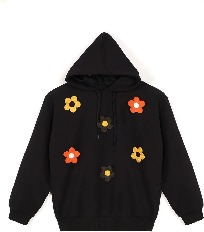وي وي Hooded Long Sleeve Black Color Girls Sweatshirt