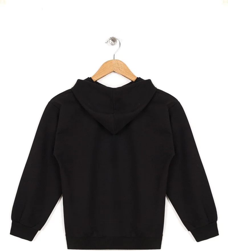 وي وي Hooded Long Sleeve Black Color Girls Sweatshirt