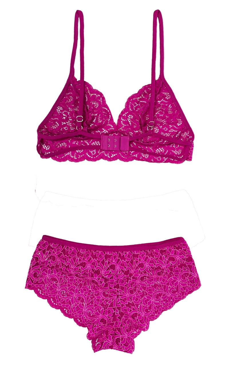 Xs and Os Women's Lace Bra Panty Lingerie Set (Rose (Dark), Medium) - Image 4