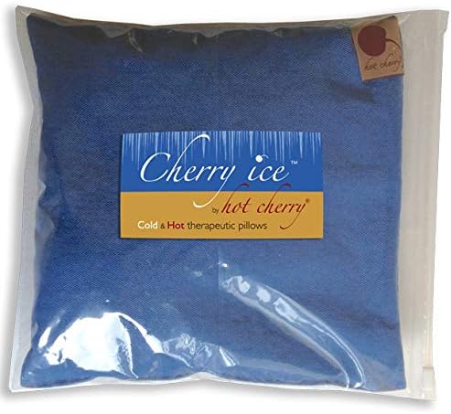 Hot Cherry Cherry Ice HotCold Therapy Square Pillow Blue Denim in Freezer Bag Hot Cherry Pit for First Aid Joint Relief Hot Flashes Reduces InflammationBody Temp FreezableMicrowavableWashable FSAFHA - Image 1