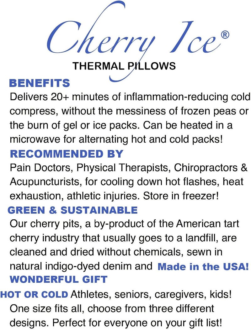Hot Cherry Cherry Ice HotCold Therapy Square Pillow Blue Denim in Freezer Bag Hot Cherry Pit for First Aid Joint Relief Hot Flashes Reduces InflammationBody Temp FreezableMicrowavableWashable FSAFHA - Image 5