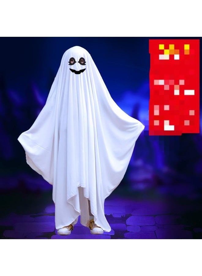 NIBEMINENT Children and adults dressed up as white ghost capes, cloaks and white ghost clothes on Halloween - Image 1