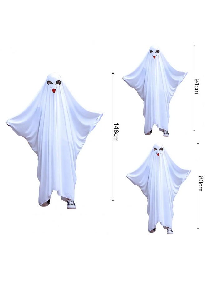 NIBEMINENT Children and adults dressed up as white ghost capes, cloaks and white ghost clothes on Halloween - Image 2