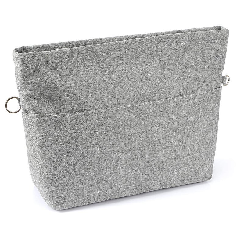 VANCORE Purse Bag Organizer Insert with 13 Pockets, Handbag and Tote Bag Inside Shaper with Zipper (Grey, Medium) - Image 1