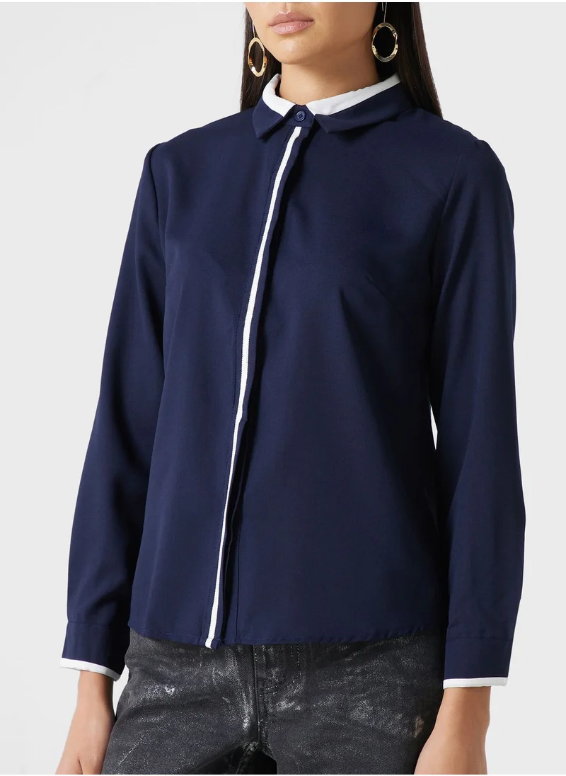 ELLA Contrast Trim Button Down Shirt