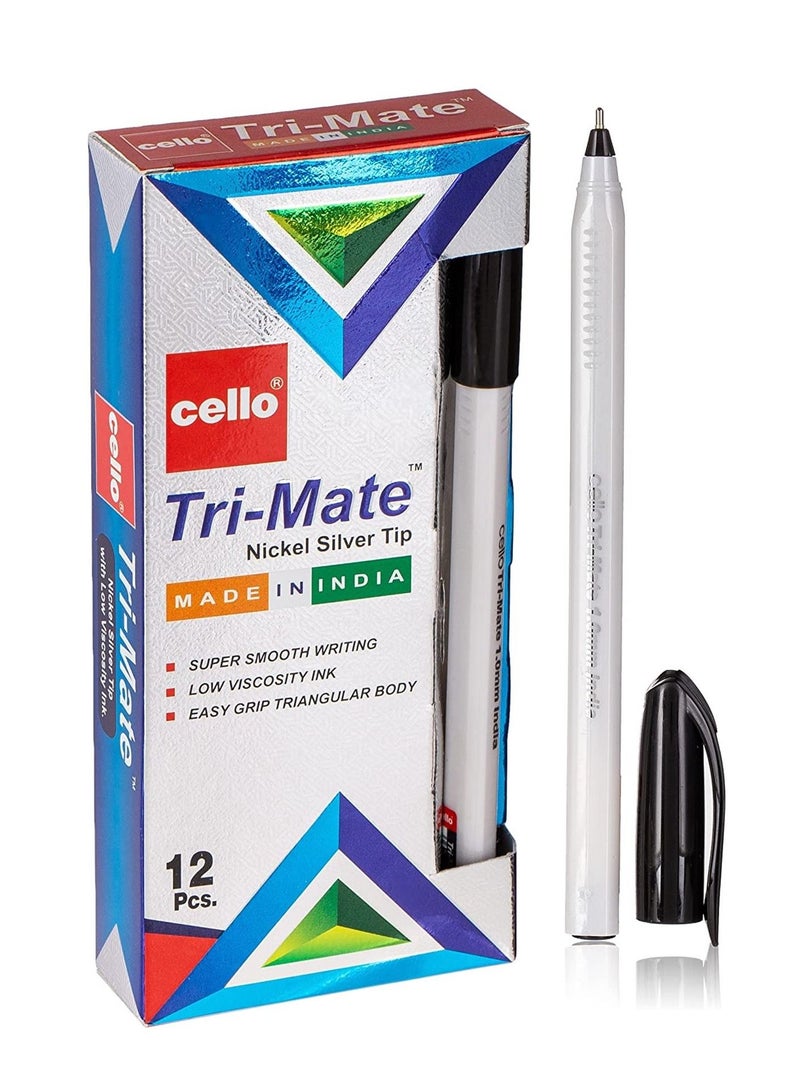 Cello 12-Piece Cello Trimate Ball Pen Black Ink - Image 1