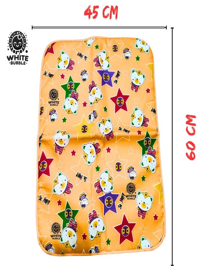 White Bubble Reusable Baby Bed Protector Sheet with Waterproof Layer - Cotton Foam 60x45 CM for Diaper Canges || Pack of -3 Multicolor - Image 3