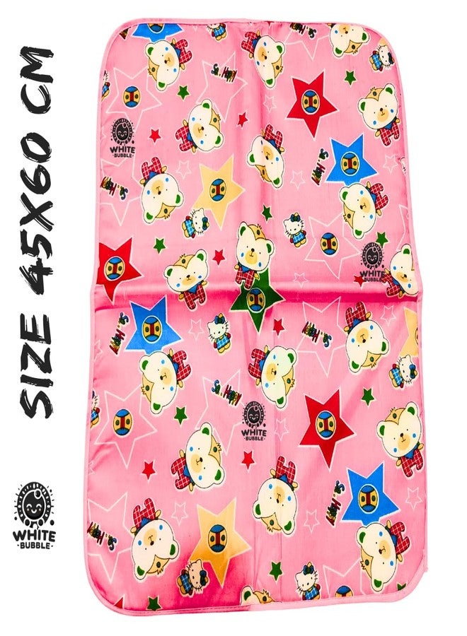 White Bubble Reusable Baby Bed Protector Sheet with Waterproof Layer - Cotton Foam 60x45 CM for Diaper Canges || Pack of -3 Multicolor - Image 2