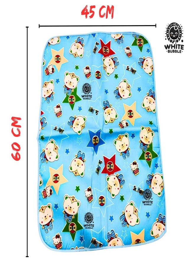 White Bubble Reusable Baby Bed Protector Sheet with Waterproof Layer - Cotton Foam 60x45 CM for Diaper Canges || Pack of -3 Multicolor - Image 4