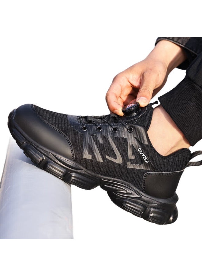 GUYISA Men'S Breathable Steel Toe Safety Shoes Anti-Smashing Anti-Piercing Ultra-Light Comfortable Safety Work Shoes For Construction Site 3117Bk Size 44 - Image 3