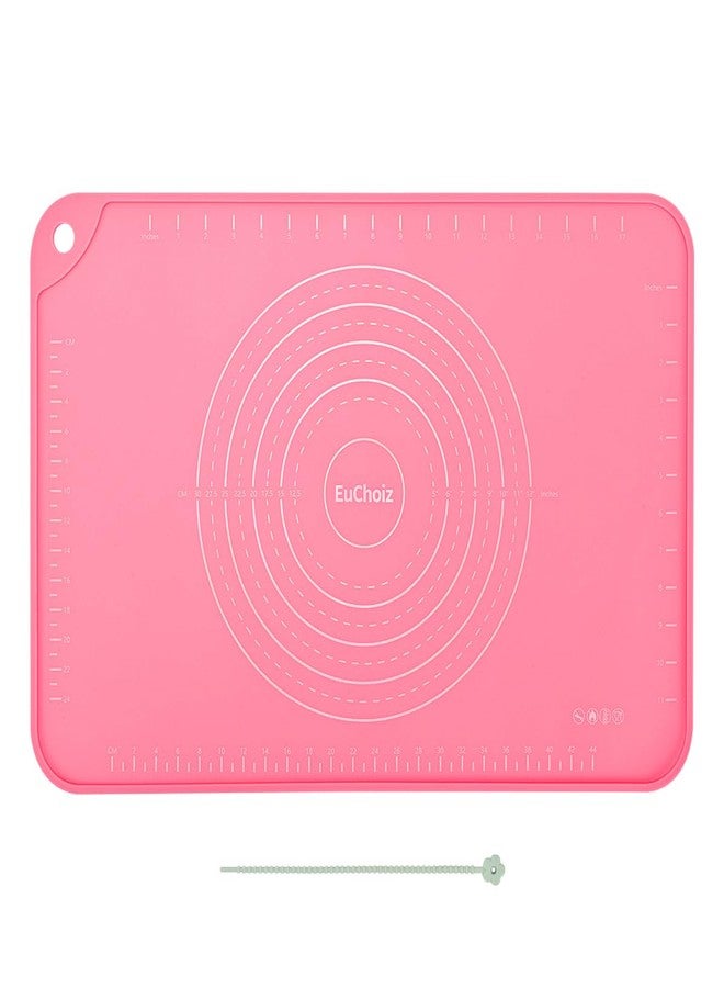 EuChoiz Silicone Pastry Mat 20"*16" Extra Thick Non Stick Baking Mat Food Grade Silicone Dough Rolling Bake Mat with Edge Heightening Pink - Image 1